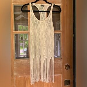 GOLD flecked ivory tunic tank fringed top with a sparkle ✨✨✨✨✨✨